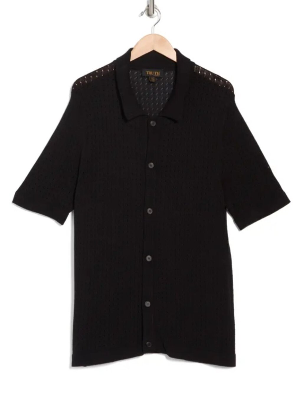 Truth Short-Sleeve Open-Knit Button-Up Men’s Sweater – Size Medium (BNWT)